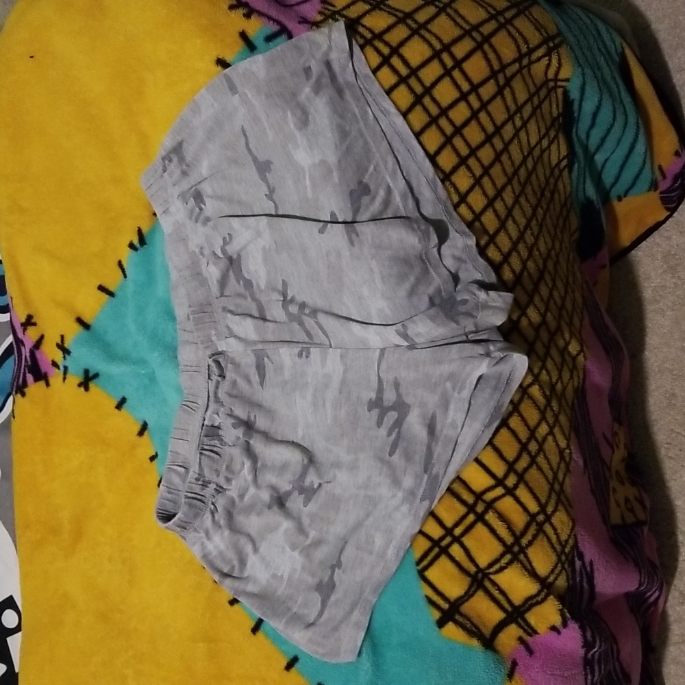 Gray camouflage pajama shorts